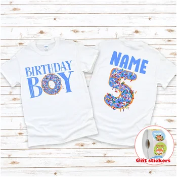 Тениска за рожден ден | Персонализирана възрастова риза за рожден ден Детска поничка Тениска за рожден ден | Поръсва риза за рожден ден | Рожден ден момчета T Shirt